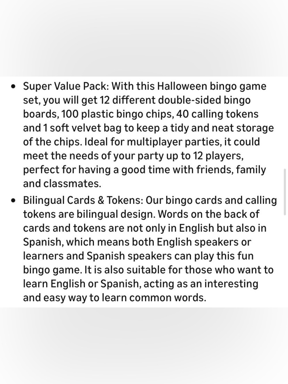 Halloween Bingo Card Set -2-12 players - Picture 9 of 11